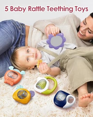 dearlomum Baby Play Mat Baby Gym,Funny Play Piano Tummy Time Baby Activity Mat with 5 Infant Sensory Baby Toys, Music and Lights Boy & Girl Gifts for Newborn Baby 0 to 3 6 9 12 Months (Pink) - Image 6