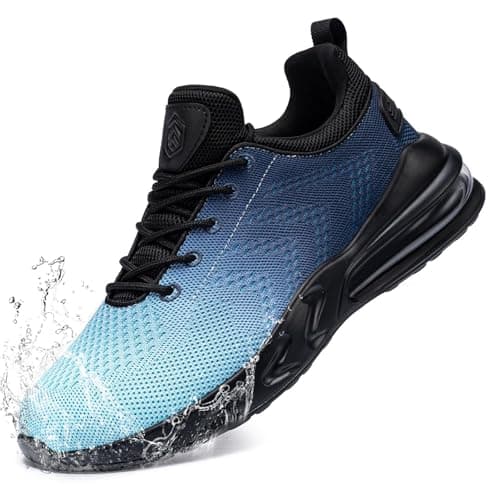 LARNMERN Waterproof Shoes Men Sneakers Food Service Zapatos Trabajo Antideslizantes Non Slip Walking Shoes Water Resistant Work Slip-on, Light Blue 11 - Image 1