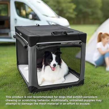 Lesure Soft Collapsible Dog Crate - 36 Inch Portable Travel Crate for Large Dogs Indoor & Outdoor, 4-Door Foldable Pet Kennel with Mesh Windows, Green - Image 6