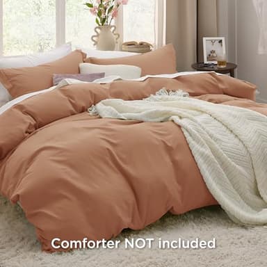 Bedsure Taupe Duvet Cover Queen Size - 3 Pieces Prewashed Cotton-Like Extra Soft Bedding Set, Includes 1 Duvet Cover 90x90 Inches with Zipper Closure & 2 Pillow Shams, Comforter Not Included - Image 2