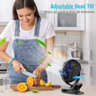BESKAR Portable Clip on Fan Rechargeable, 4 Speeds Small Battery Operated Fans, USB Desk Fan with Strong Airflow, Sturdy Clamp Fans for Golf Cart Office Outdoor Travel Camping - Image 7