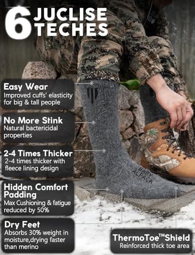 Alpaca Boot Socks for Men and Women, Moisture Wicking, Temperature Regulating, Hiking, Running (US, Alpha, Large, Regular, Regular, Dark Gray) - Image 4