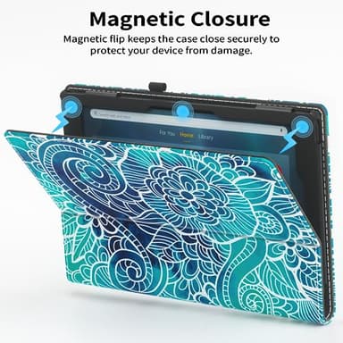 VORI Case for All-New Amazon Kindle Fire HD 10 Tablet and Fire HD 10 Plus (13th/11th Generation 2023/2021 Release) - Slim Folding Stand Folio Cover with Auto Wake/Sleep & Hand Strap, Abstract Floral - Image 7