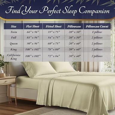 DECOLURE 100% Viscose Derived from Bamboo Sheets Queen Size 4pcs - Ultra Soft & Luxuriously Cooling, 17" Deep Pocket, Double Stitching, Perfect for Hot Sleepers - Queen Bed Sheets (Creme) - Image 7