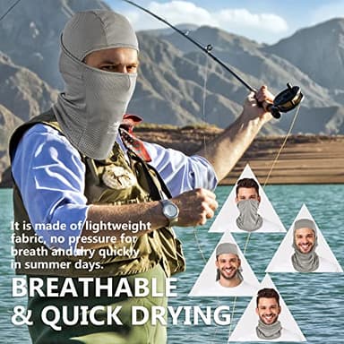 Botack Balaclava Face Mask Sun UV Protection Breathable Full Head Mask for Men Women Skiing Cycling Grey - Image 5