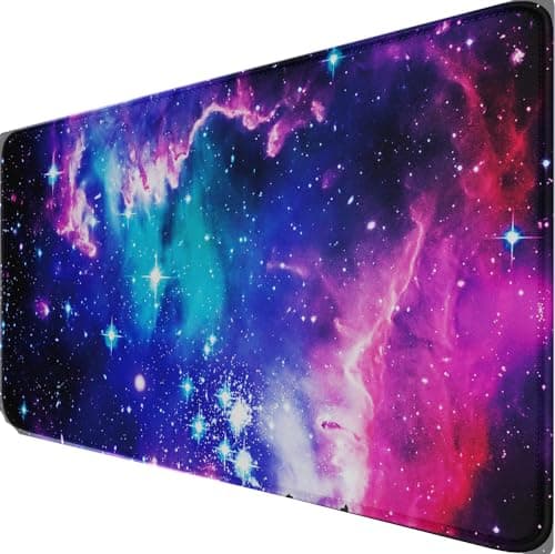Large Extended Gaming Mouse Pad with Stitched Edges, (31.5X15.7In) Durable Non-Slip Natural Rubber Base, Waterproof Computer Keyboard Pad Mat for Esports Pros/Gamer/Desktop/Office/Home, Galactic Blue - Image 1
