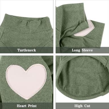 Yaopelky Dog Sweatshirt for Small Medium Dogs Warm Pet T Shirt Dog Clothes with Heart Print Cat Puppy Outfit Doggie Sweatshirts for Teddy,Chihuahua Schnauzer (Green, Large) - Image 3