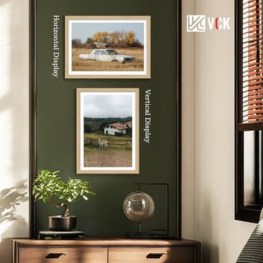 VCK 20x28 Picture Frame Set of 4 - Oak, Gallery-Quality Wood Poster Frames, 1.1-Inch Wide Border, Polished Plexiglass, Vertical or Horizontal Wall Display for Photo/Art/Prints, Natural Oak - Image 6