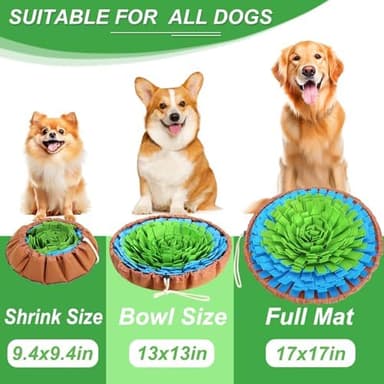 Vivifying Snuffle Mat for Dogs, Adjustable Nosework Mat for Small, Medium & Large Dogs, Interactive Dog Enrichment Toy for Mental Stimulation & Slow Feeding (Green & Blue - Image 4