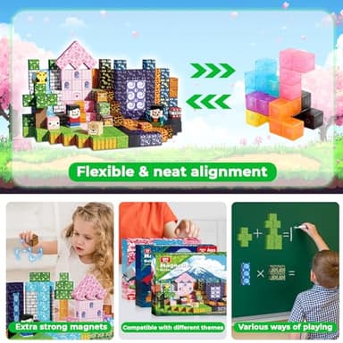 Goody King 200PCS Magnetic Building Blocks - Forest & Volcano Adventure Set, STEM Learning Toys for Kids Ages 3+, Strong Magnets, Creative Play, Gift for Boys & Girls - Image 5