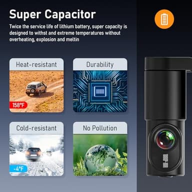 NICEWIN Dash Cam Front - 32GB SD Card Mini WiFi Dash Cam for Cars 1080P 140° Wide-Angle Super Night Vision|Loop Recording|App Control - Image 7