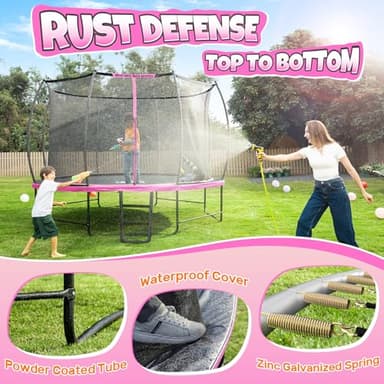 BCAN Trampoline 8FT 10FT 12FT 14FT 15FT 16FT Recreational Trampoline with Enclosure for Kids Adults, ASTM Approved, Outdoor Trampoline with Ladder for Kids - Image 6