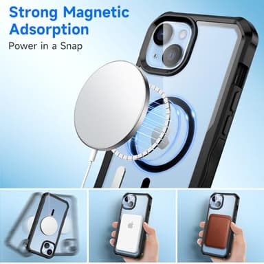 seacosmo for iPhone 14 Case, Full Body Bumper with Built-in 9H Tempered Glass Privacy Screen Protector and Camera Lens Protector, Compatible with MagSafe, Shockproof Phone Cover, 6.1", Black - Image 8