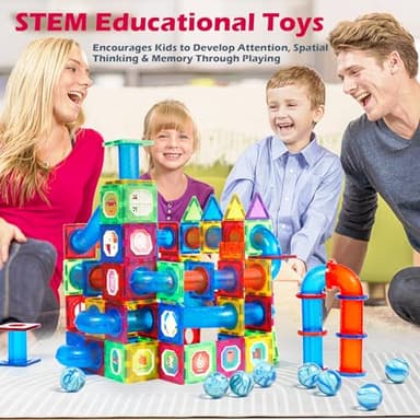 MAGBLOCK Magnetic Tiles 176Pcs Marble Run Children's Educational Toys for Developing Mathmatics and Physics Skills and for Developing Creativity and Imagination Toys for Kids Age 8 9 10+ Years Old - Image 6