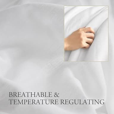 DAPU 100% Linen Duvet Cover Set - Pure Natural French Flax Linen with Multiple Corner Ties and Zipper Closure Soft Breathable Durable for Hot Sleepers 1 Duvet Cover 2 Pillowcases (White, King) - Image 4