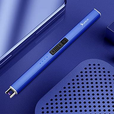 SUPRUS Electric Lighter Arc Windproof Flameless USB Rechargeable Lighter with Safety Lock for Candle BBQ Camping (Dark Blue) - Image 2