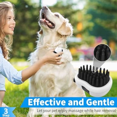 Comotech 3-in-1 Dog Grooming Brush | Adjustable Handle Shampoo Brush & Scrubber for Short & Long Haired Dogs & Cats (Blue Blue White) - Image 4