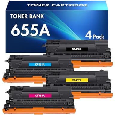655A Toner Cartridges 4 Pack Compatible Replacement for HP 655A CF450A CF451A CF452A CF453A for HP Color Enterprise M652 M653 M681 M652dn M653dn MFP M681z M681f Printer Ink (Black Cyan Yellow Magenta)