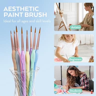 Nicpro 10PCS Micro Fine Detail Paint Brush Set, Aesthetic Pastel Small Miniature Fine Tip Detail Brushes Kit for Acrylic Oil Watercolor, Craft, Models, Miniatures, Rock Painting, Paint by Numbers - Image 6