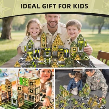 GobiDex Magnetic Tiles Army Toys, STEM Military Magnetic Building Blocks for Toddler Kids Ages 3-5 4-8, Sensory Magnet Construction Toys Birthday Gifts for 3+ Year Old Boys & Girls Army Men Playset - Image 2
