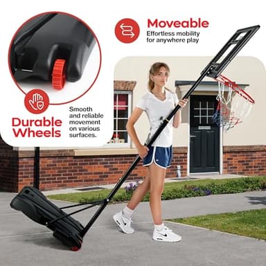 Kids Basketball Hoop Outdoor - 33 inch Backboard, 70-84in Adjustable Height, Portable Basketball Hoops & Goals for Kids/Teenagers/Youth in Backyard/Driveway/Indoor - Fillable Base - Image 2