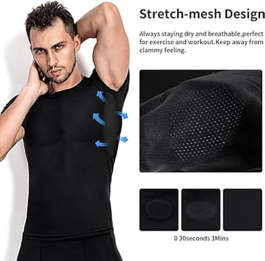 Niksa Men's Compression Shirts 3/5 Pack, Short Sleeve Athletic Compression Tops Cool Dry Workout T Shirt - Image 3