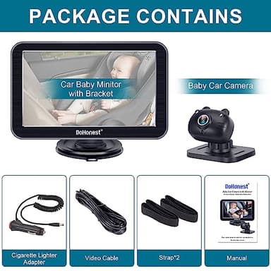 DoHonest Baby Car Camera 7-Inch: USB Plug and Play Easy Setup 360 Degree Rotating Backseat Camera Two Kids HD 1080P Rear Facing Car Seat Cameras Clear Night Vision -V9 - Image 9