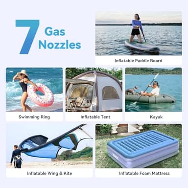 20PSI Electric Paddle Board Pump, Rechargeable Battery-Powered, Intelligent Dual Stage Inflation & Deflation, Auto-Off SUP Air Pump for Stand Up Paddle Boards,Surfing Kite, Tent, Mattress - Image 8