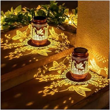 Hummingbird Solar Lanterns Outdoor Waterproof Hanging Solar Lights Hummingbird Gifts for Women Men Metal Decorative LED Hummingbird Lanterns for Garden Decor,Yard,Patio,Lawn,Tabletop,Pathway,Landscape - Image 3