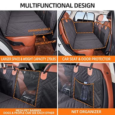 YJGF Back Seat Extender,Dog Seat Cover for Back Seat,Hard Bottom Car Seat Cover for Dogs,Dog Hammock for Car,Back Seat Pet Cover for Dogs(Black) - Image 4