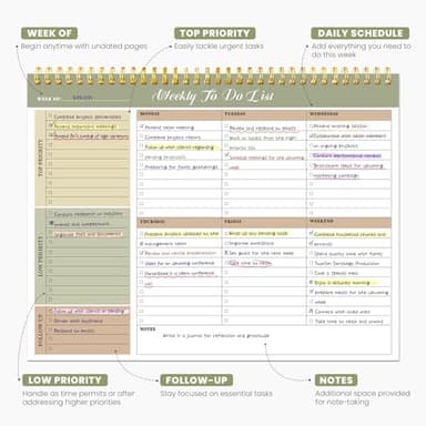 Weekly To Do List Notepad with 52 Undated Sheets（8.5"×11"）- Undated Weekly Planner Notepad for Office Desk Accessories and Supplies - Forest Shades - Image 2