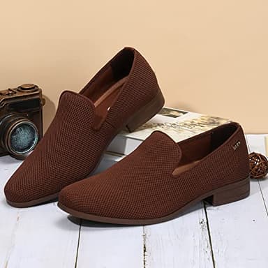 UUBARIS Mens Loafers Dress Shoes Slip On Driving Shoes Wedding Party Shoes Brown Size 7 - Image 6