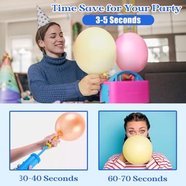 Voircoloria Balloon Pump Electric, Portable Automatic Dual Nozzle Inflator 110V 600W with Tying Tools for Birthday Gender Reveal Baby Shower Balloons Party Decorations(Rose Red) - Image 6