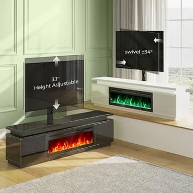 Rolanstar Fireplace TV Stand with Led Lights and Power Outlets, TV Stand Mount with 36" Electric Fireplace, White Entertainment Center for 45/50/55/60/65/70 inch TVs, Modern TV Console for Living Room - Image 8