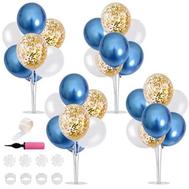 TONIFUL 4 Table Centerpiece Balloon Stand Kit Include Blue White Gold Confetti Balloons Prefect for New Year 2025, Birthday Table Decorations,Class of 2025 Graduation,Baby Shower,Party Decorations - Image 7