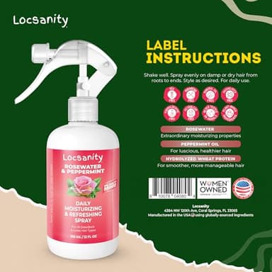 Locsanity Daily Moisturizing Refreshing Spray for Locs, Dreadlocks - Rose Water and Peppermint Hair Scalp Moisturizer, Dreadlock Spray - Natural Loc Care and Maintenance (12oz) - Image 2