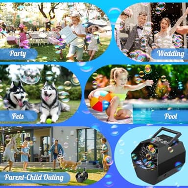 Theefun Bubble Machine: 500ML Automatic Bubble Blower Max 15000 Bubbles per Min for Kids and Toddlers, Battery or USB Operated Portable Bubble Maker for Parties Weddings Birthday Black - Image 6