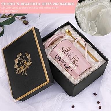 Unique Teacher Appreciation Gifts for Women - Best Teachers Day Mug for Teachers from Student, 14Oz Pink Marble Ceramic Teacher Cup with Gold Print, Birthday Retirement Graduation, Nice Gift Boxed - Image 7