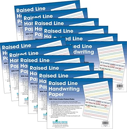 Barker Creek Raised Line Handwriting Paper 12-Pack, Use Sight and Touch to Strengthen Handwriting Skills with Color-Coded Raised Rules, 8.5" x 11", 600 Sheets (5503-12) - Image 1