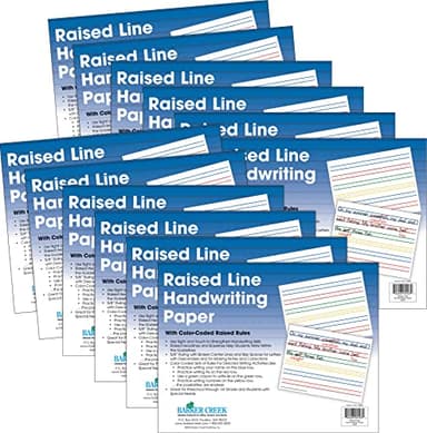 Barker Creek Raised Line Handwriting Paper 12-Pack, Use Sight and Touch to Strengthen Handwriting Skills with Color-Coded Raised Rules, 8.5" x 11", 600 Sheets (5503-12) - Image 1