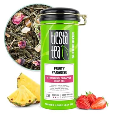 Tiesta Tea - Fruity Paradise, Loose Leaf, Strawberry Pineapple Green Tea, Premium Blend, Medium Caffeinated Green, Make Hot or Iced & Brews Up to 50 Cups, 4oz Refillable Tin - Image 1