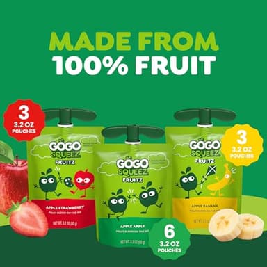 GoGo squeeZ Applesauce and Fruit Puree, Apple, Strawberry, & Banana, 3.2 oz (Pack of 12), Unsweetened Fruit Snacks for Kids, Gluten Free, Nut Free and BPA Free Pouches (Packaging May Vary) - Image 5