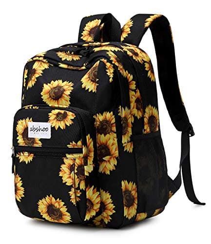 abshoo Classical Basic Womens Sunflower School Backpack For Teen Girls Water Resistant College Bookbag (Sunflower Black) - Image 1