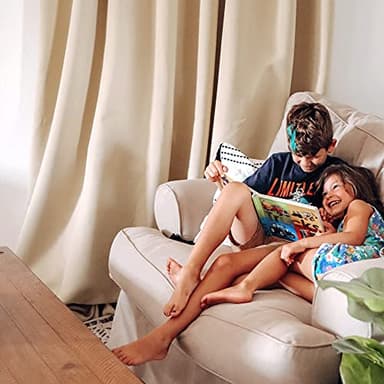 NICETOWN Bedroom Full Blackout Curtain Panels, Super Thick Insulated Window Covers, Complete Blackout Draperies with Black Liner for Short Window(Biscotti Beige, Set of 2 PCs, 52 by 63-inch) - Image 2