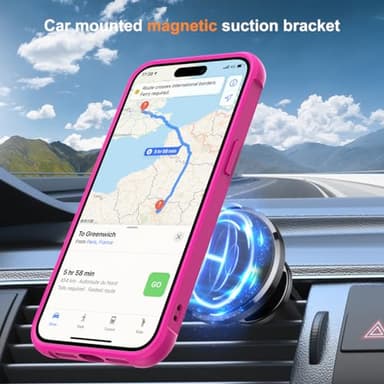 SKYLMW Compatible with iPhone 15 Pro Max Case with Invisible Magnetic O-Ring Stand Military-Grade Translucent Case for iPhone 15 ProMax 6.7" [Compatible with Mag-Safe][Great Grip Feeling], Rose - Image 4