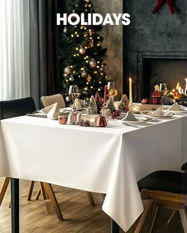 Pureegg Rectangle Table Cloth 60" x 102" – Durable Polyester Tablecloth Offers Reusable & Washable Protection, Ideal for Outdoor Party, Picnic, Wedding, Banquet and Birthday, 2 Pack, White - Image 6