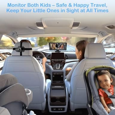 Dual Baby Car Camera for 2 Kids - 6.9'' Split Screen Ultrawide HD Display with Two Cameras, Easy Setup, Rotatable Night Vision Cameras, Ideal for Parents, Grandparents, Safe & Clear Viewing - Image 8