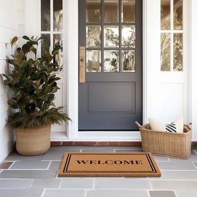 Barnyard Designs Natural Coco Coir Heavy Duty Backing Doormat - Large Cute Non-Slip Front Door Welcome Mat for Outside Entrance or Porch Entry, Brown (17x30, Welcome) - Image 4