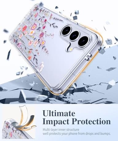 GVIEWIN for Samsung Galaxy S25 Case, [Screen & Camera Lens Protector] [Non Yellowing] Floral Clear Slim Shockproof Military-Grade Protection Phone Cover, Flower Design for Women, Floratopia/Colorful - Image 4