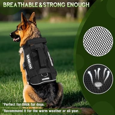 WINSEE Mesh Dog Harness with 10 Pet Patches for Small Service Dog in Training, Breathable Tactical Molle Vest with Double Handle, Reflective Military Pet Vest for Walking Hiking - Image 4